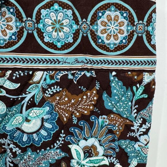VTG Vera Bradley Tote Bag Java Blue Toggle Closure Brown Shoulder Retired Y2K - Picture 4 of 9